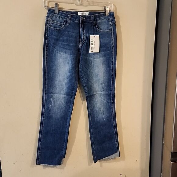 EVIDENT LOS ANGELES FLORENCE STRAIGHT LEG SIZE 25 RAW EDGES NWT - Picture 1 of 5
